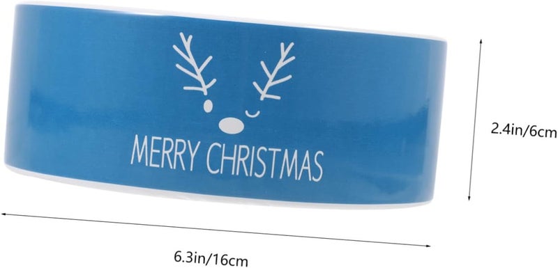 Christmas Ceramic Cat Bowl with Blue Elk Pattern, Creative Pet Food and Water Dish, Floor Feeding Ceramic Cat Feeder for Holiday Season - Image 2
