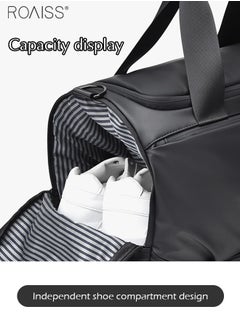 roaiss Large-Capacity Wet And Dry Travel Tote Bag Adjustable Detachable Shoulder Strap Gym Bag Independent Shoe Compartment Duffel Bag.  - Image 4