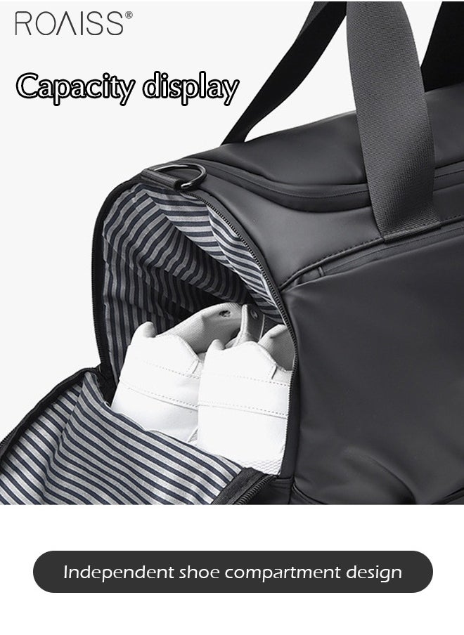 roaiss Large-Capacity Wet And Dry Travel Tote Bag Adjustable Detachable Shoulder Strap Gym Bag Independent Shoe Compartment Duffel Bag.  - Image 4