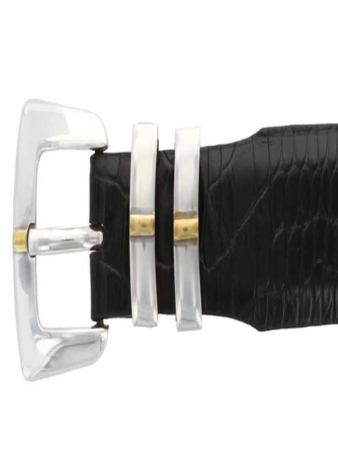 بيلتس.كوم حزام رسمي من جلد العجل الإيطالي الأصلي من مارين جولد، عرضه 1-1/8 بوصة (30 مم) ويتناقص إلى 1 بوصة (25 مم) (أبيض التمساح، 42) - Image 2