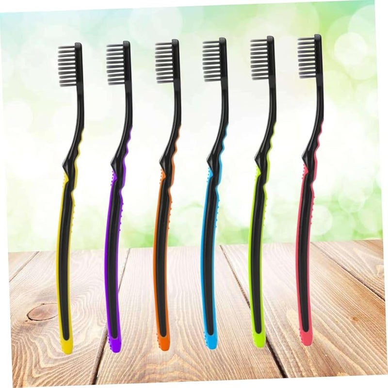 Safigle 6 Pack Bamboo Charcoal Toothbrush Soft Bristles Travel Friendly Comfortable Grip - Image 3