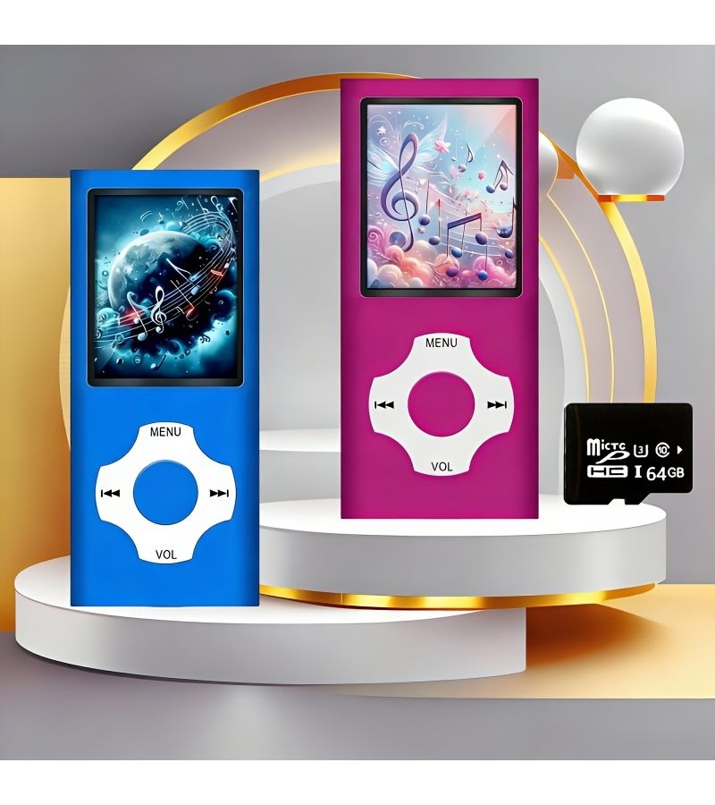 Red MP3 Player with 64GB SD Card and 1.82 Inch Screen Portable Music Video Ebook Photo Viewer - Image 1