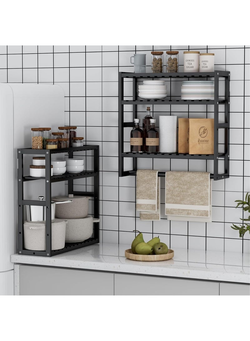Over The Toilet Storage Space Saver Bathroom Storage Cabinet, 3 Tier Wall Mounted Bathroom Shelves with Towel Bar, Adjustable Floating Shelf Wall Utility Shelves for Bathroom Kitchen - Image 5