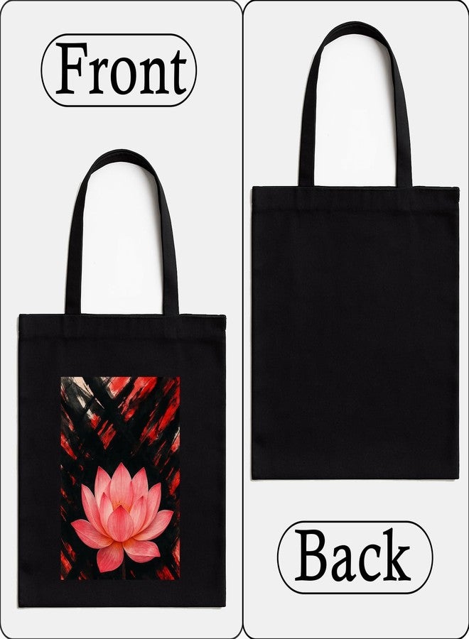 Megrok Lotus Chaos Art Tote Bag for Women | Front A4 Size Printed Pocket | 16x14 Inch Bohemian Cotton Bag | Vibrant Pattern for Creative Women - Image 4