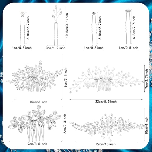 Maitys 44 Pieces Wedding Hair Accessories Faux Pearl Crystal Comb Clips U-shaped Flower Rhinestone Silver Pearl Hair Pieces for Prom Bride Bridesmaid(Elegant Style) - Image 2