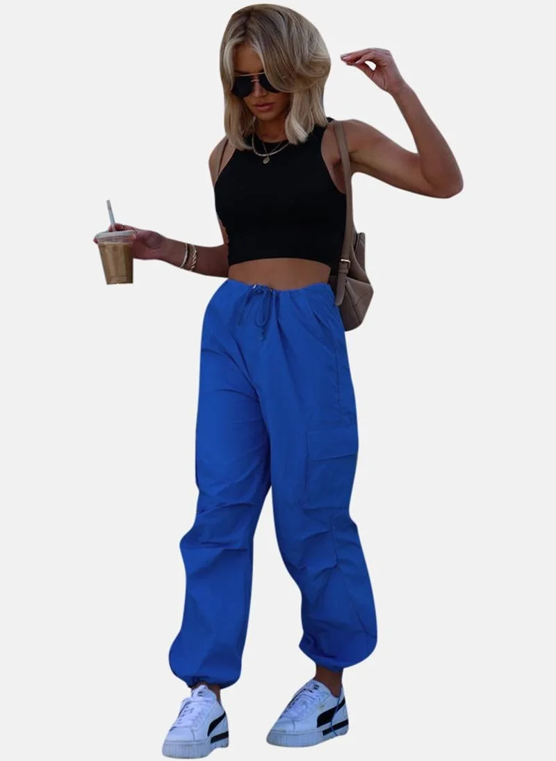 YUNIQEE Blue High Rise Straight Fit Trousers