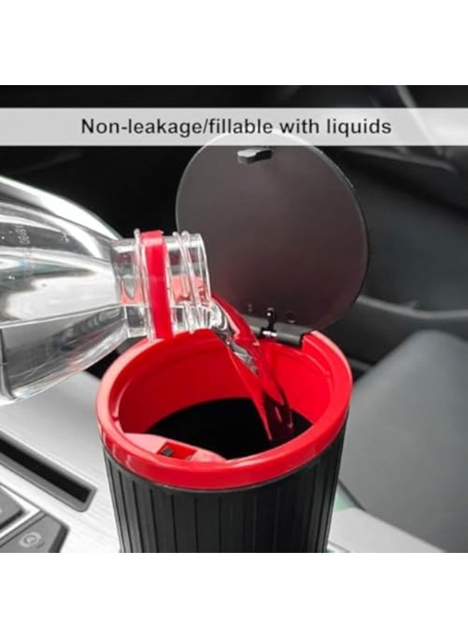 Generic 2Pcs Car Garbage Can Cup Holder, Mini Trash for Car, Car Trash Can with Lid, with 90 Pcs Black Bags, Leakproof Car Can, Push to Open Lid, Black Red  - Image 3