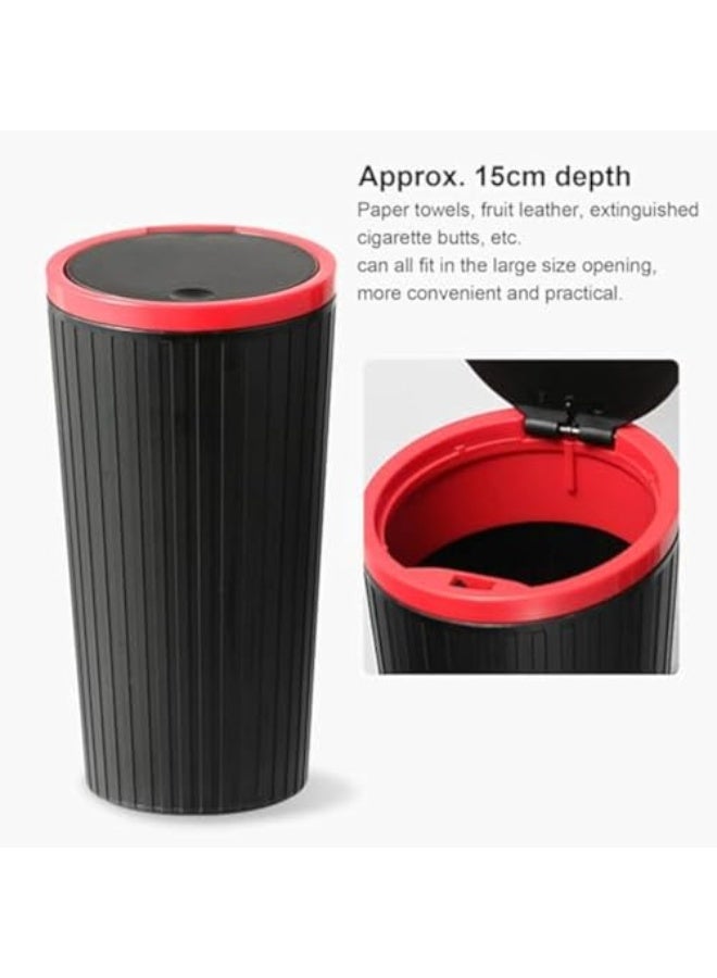 Generic 2Pcs Car Garbage Can Cup Holder, Mini Trash for Car, Car Trash Can with Lid, with 90 Pcs Black Bags, Leakproof Car Can, Push to Open Lid, Black Red  - Image 2