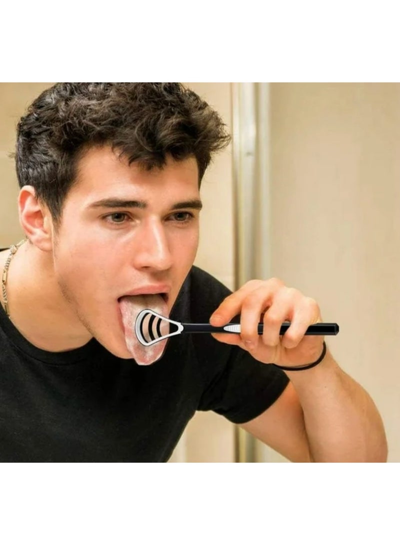 Tongue Scraper for Oral Care Reusable Fresh Breath Tool, Ergonomics Design High-Quality Dental Hygiene Aids with Travel Case for Adults - Image 4