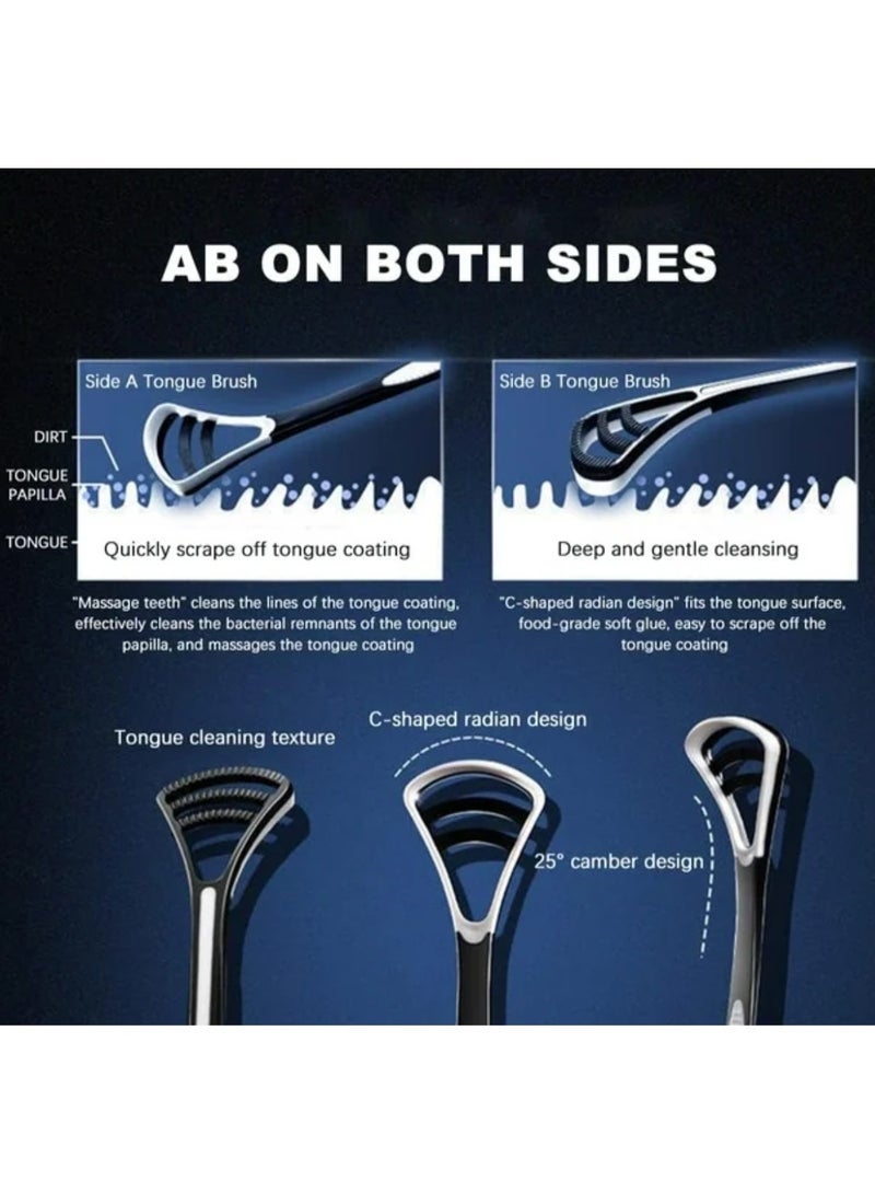 Tongue Scraper for Oral Care Reusable Fresh Breath Tool, Ergonomics Design High-Quality Dental Hygiene Aids with Travel Case for Adults - Image 3