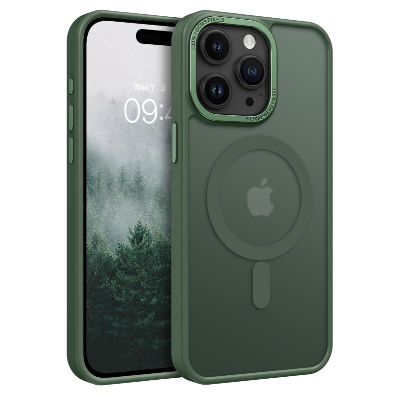 BENTOBEN Magnetic for iPhone 15 Pro Max CaseCompatible with MagSafe Translucent Matte Frosted AntiFingerprint Slim Shockproof Women Men Protective Cover Case for iPhone 15 Pro Max 67Dark Green - Image 2
