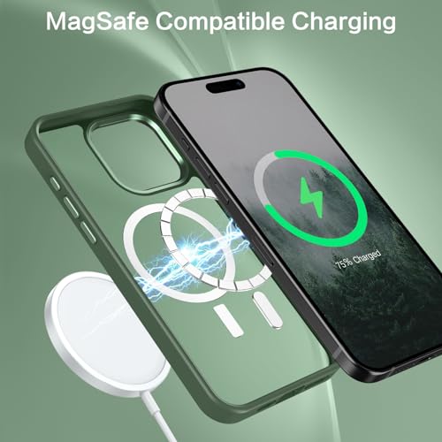 BENTOBEN Magnetic for iPhone 15 Pro Max CaseCompatible with MagSafe Translucent Matte Frosted AntiFingerprint Slim Shockproof Women Men Protective Cover Case for iPhone 15 Pro Max 67Dark Green - Image 3