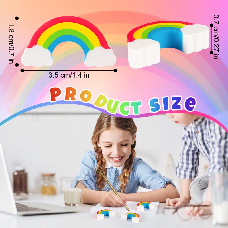 KINYFY 50 Pack Rainbow Erasers for Kids,Large Fun Rainbow Erasers Bulk,St. Patrick's Day Eraser Cute Eraser for Classroom Office Home School Work Prize Gifts Supplies - Image 2