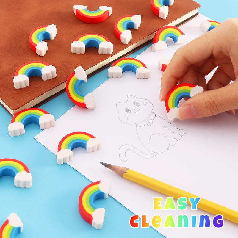 KINYFY 50 Pack Rainbow Erasers for Kids,Large Fun Rainbow Erasers Bulk,St. Patrick's Day Eraser Cute Eraser for Classroom Office Home School Work Prize Gifts Supplies - Image 4