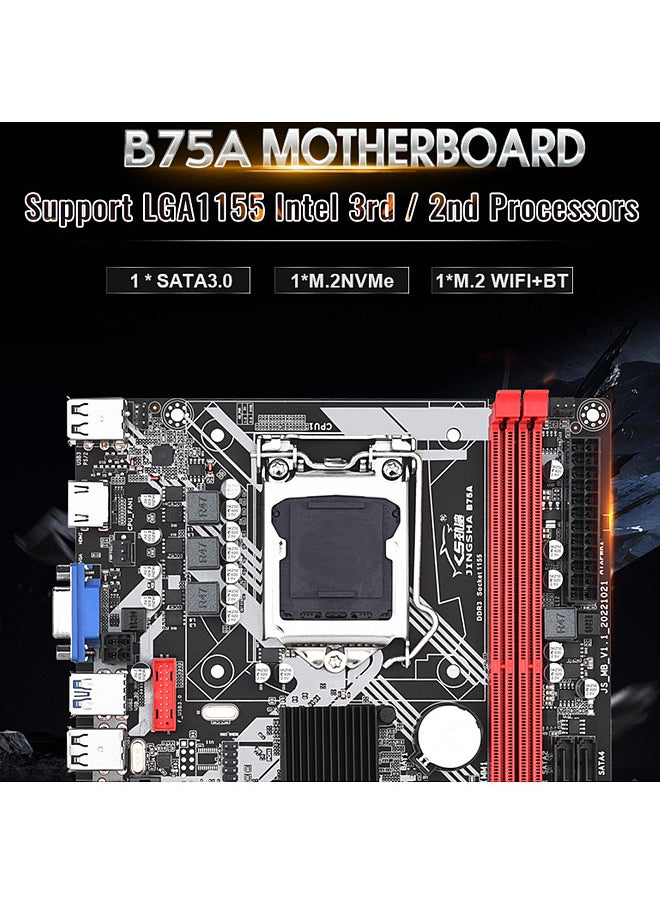 JINGSHA - LGA 1155 Intel 3rd/2rd Processors WiFi BT Desktop MINI-ITX Motherboard PCI-E 3.0 Home Office Gaming Motherboard 2*DDR3 16GB SATA3.0 100mbps Fast Ethernet 4*USB3.0 M.2 NVME + M.2 Wifi For HDMI VGA - Image 1