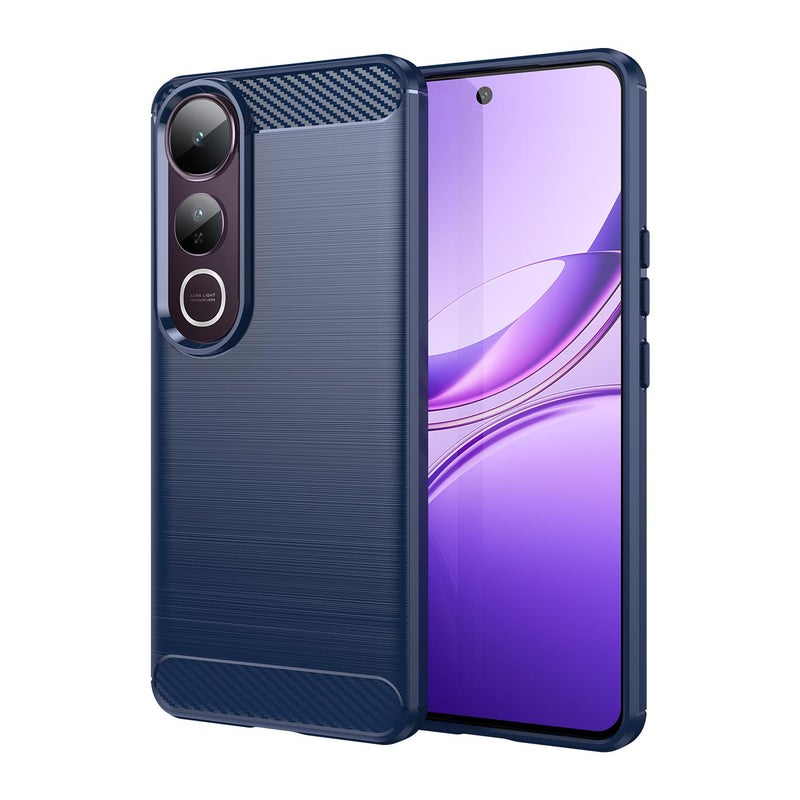 HuHa Case Cover For vivo V50 Lite 4G Carbon Fiber Brushed Texture TPU Phone Case(Blue) - Image 1