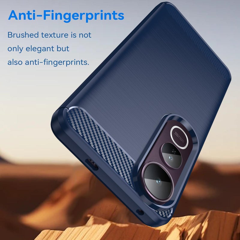 HuHa Case Cover For vivo V50 Lite 4G Carbon Fiber Brushed Texture TPU Phone Case(Blue) - Image 3