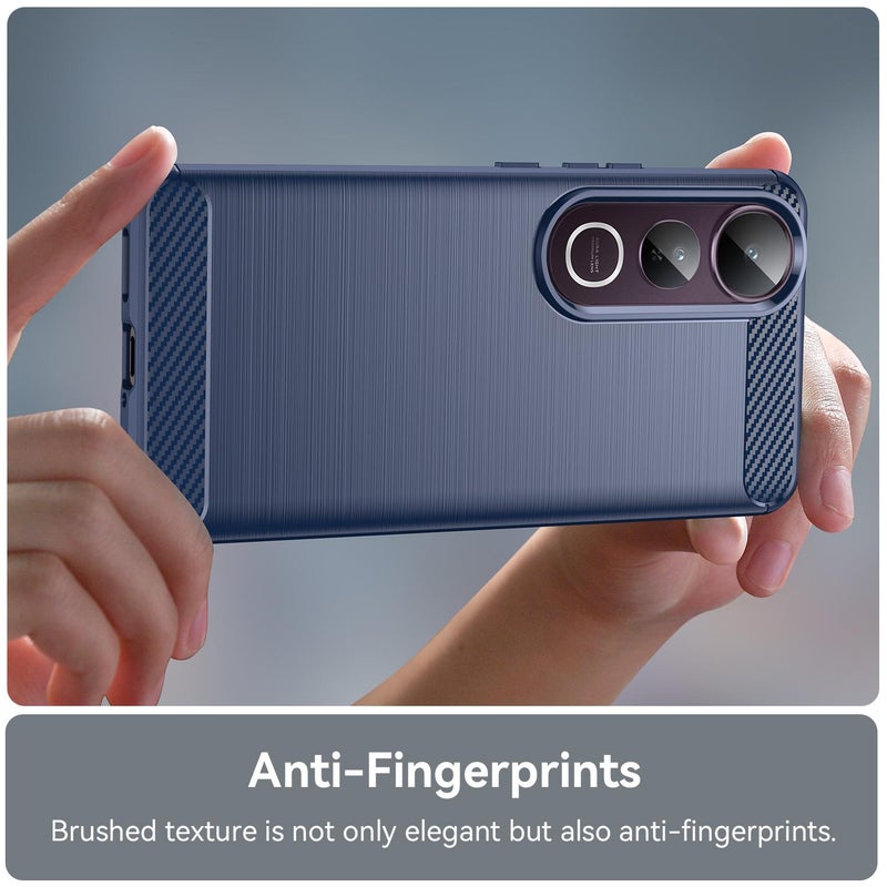 HuHa Case Cover For vivo V50 Lite 4G Carbon Fiber Brushed Texture TPU Phone Case(Blue) - Image 5