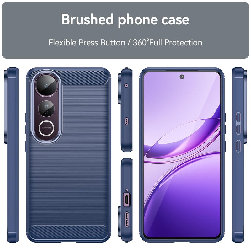 HuHa Case Cover For vivo V50 Lite 4G Carbon Fiber Brushed Texture TPU Phone Case(Blue) - Image 2