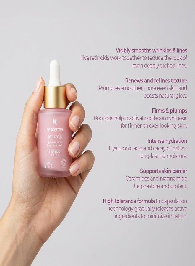 Sesderma RETI AGE 5 Serum 1.0 fl oz | Advanced Age-defying Liposomal Serum with 5 Encapsulated Retinoids, Peptides, Hyaluronic Acid & Barrier-Boosting Support | Smooths Wrinkles, Firms & Hydrates - Image 2