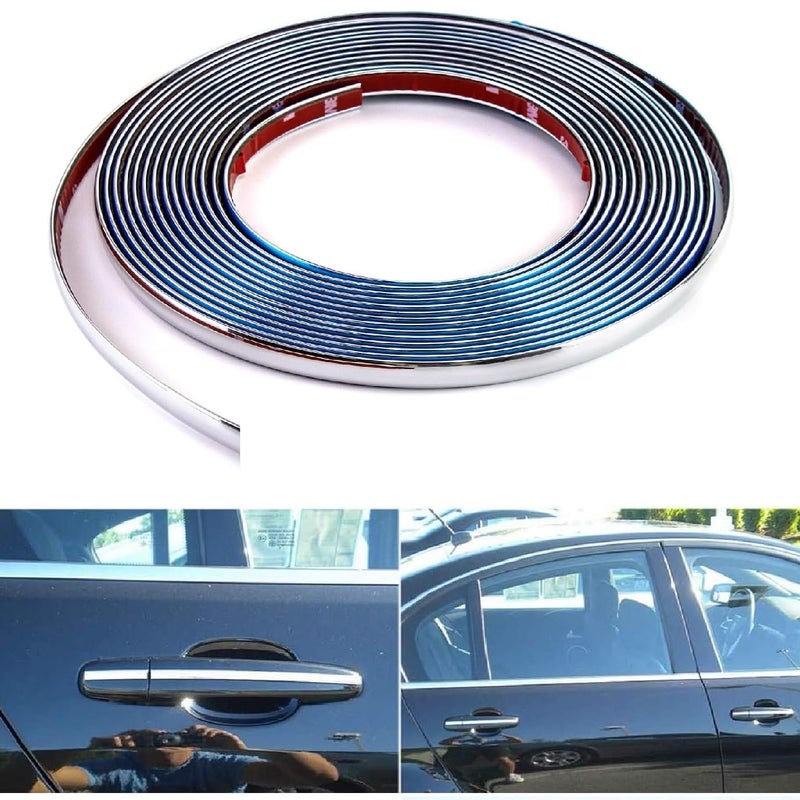 DHANVINE شريط كروم جانبي للنوافذ 15 مم 20 متر متوافق مع كيا كارينز - Image 1