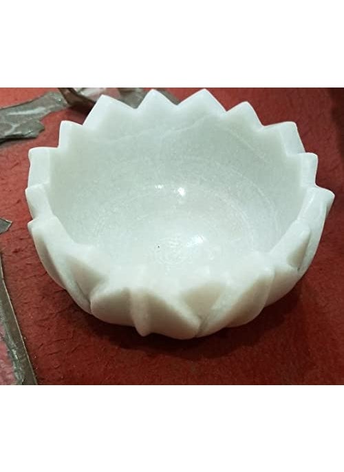 R&M - RM Flower Bowl Marble Urli | Showpiece Decor Fruit Bowl, Birdbath, Kitchen, Pooja Room, Desk, Dinner Table | Gift for Anniversary, Birthday, Festival & Ceremony Marble Candle Holder Bowl | White - Image 1