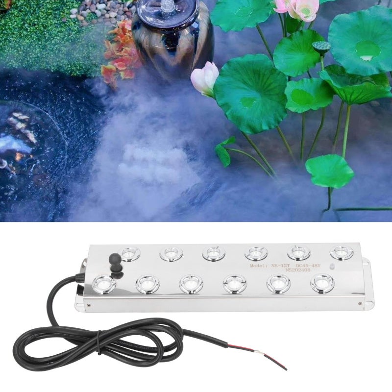 Ultrasonic Fogger 12 Heads IP67 Waterproof Quiet Operation Mist Maker - Advanced Ultrasonic Technology Stainless Steel Water Pond Fountain for Indoor Outdoor Garden Landscape Enhancement - Image 4