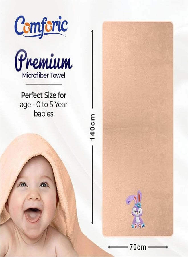 Comforic Microfiber Baby Bath Towel for Boys & Girls | Ultra Soft, Quick Dry, Super Absorbent Unisex Kids Bath Towels | Baby Towels Newborn & Toddler with Cartoon Print | 70x140 cm (Brown, Pack of 1) - Image 2