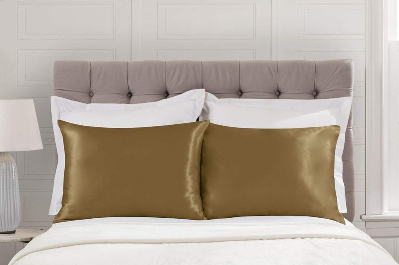 SHOPBEDDING ShopBedding Luxury Satin Pillowcase for Hair - King Satin Pillowcase with Zipper  Gold (Pillowcase Set of 2) - Blissford  - Image 4