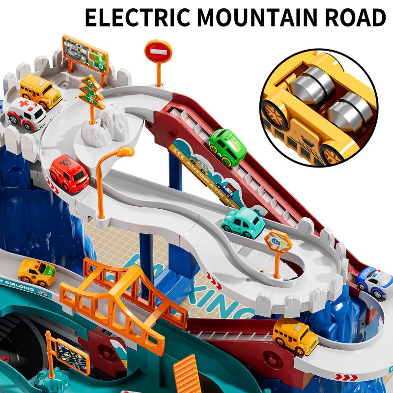 TEMI Boys Dinosaur Race Track Playset, Kids Car Garage Parking Adventure Toy with 10 Mini Cars, Educational Toy Ramp Playset for 3 4 5 7 8 Year Old Toddler Boys Preschool Girls - Image 4