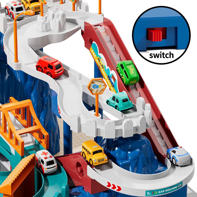 TEMI Boys Dinosaur Race Track Playset, Kids Car Garage Parking Adventure Toy with 10 Mini Cars, Educational Toy Ramp Playset for 3 4 5 7 8 Year Old Toddler Boys Preschool Girls - Image 5