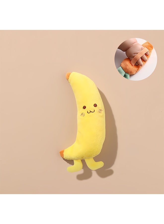 DUNISO 2 Pcs Baby Sleeping Doll，Baby Anti-Jumping Hand-held Doll，Baby Hand-held Sleeping Toy，Healthy and Comfortable，Not Easy to Fall Off，Suitable for Soothing Babies to Sleep，15cm，Carrot + Banana - Image 2