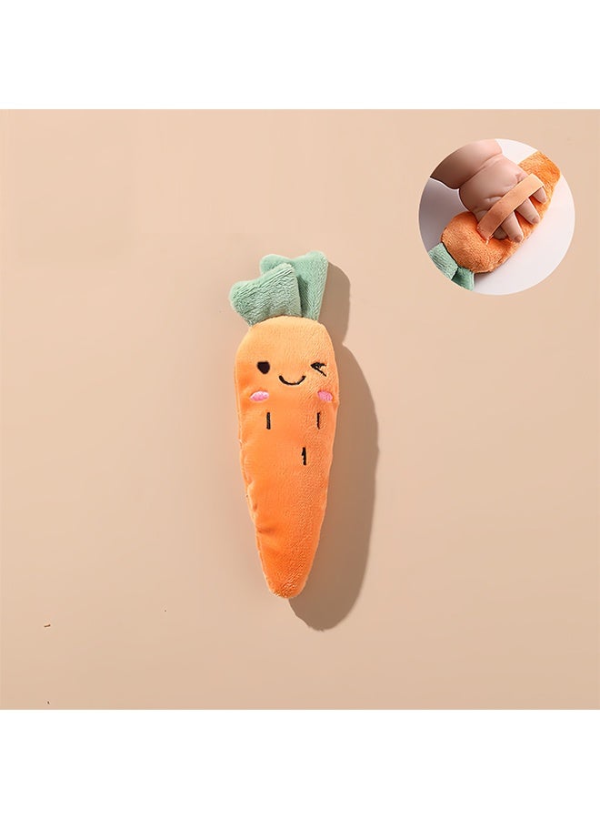 DUNISO 2 Pcs Baby Sleeping Doll，Baby Anti-Jumping Hand-held Doll，Baby Hand-held Sleeping Toy，Healthy and Comfortable，Not Easy to Fall Off，Suitable for Soothing Babies to Sleep，15cm，Carrot + Banana - Image 3