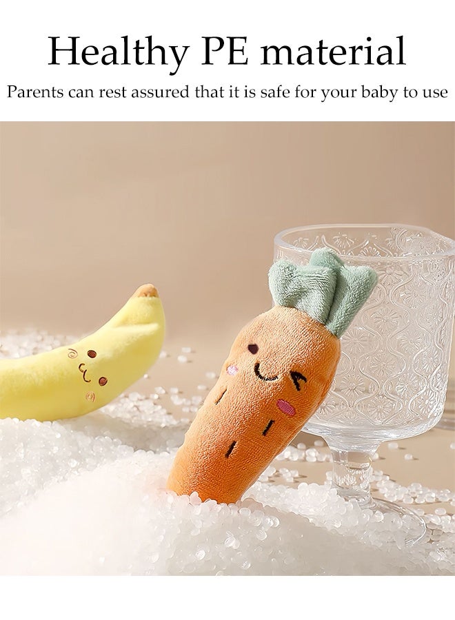 DUNISO 2 Pcs Baby Sleeping Doll，Baby Anti-Jumping Hand-held Doll，Baby Hand-held Sleeping Toy，Healthy and Comfortable，Not Easy to Fall Off，Suitable for Soothing Babies to Sleep，15cm，Carrot + Banana - Image 5