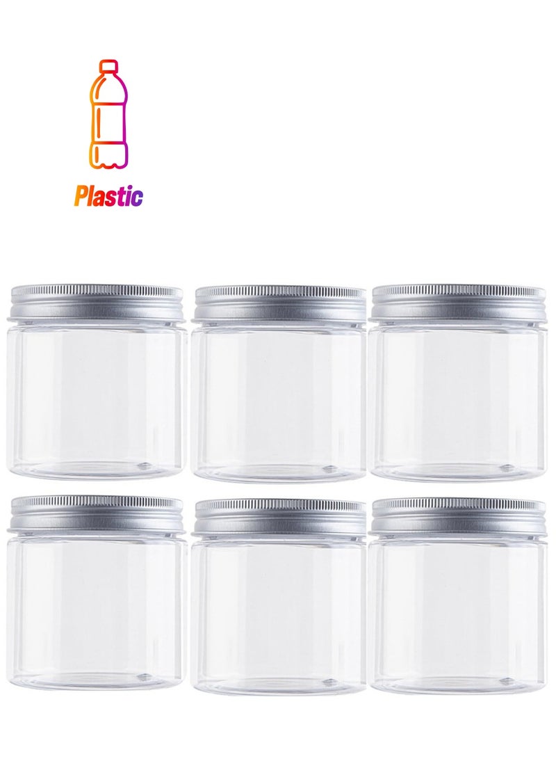 6Pcs Empty Clear PET Bottles with Screw Aluminum Cap 250ml Mini Container Jars Refillable Plastic Box for Essential Oil Powders Cream Ointments Makeup Sample - Image 1