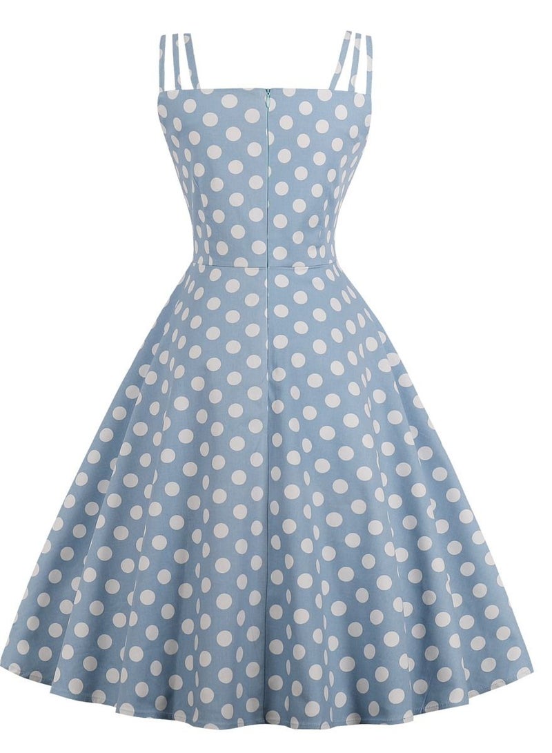 Loquat Halter belt refreshing slim wave dot dress  - Image 2