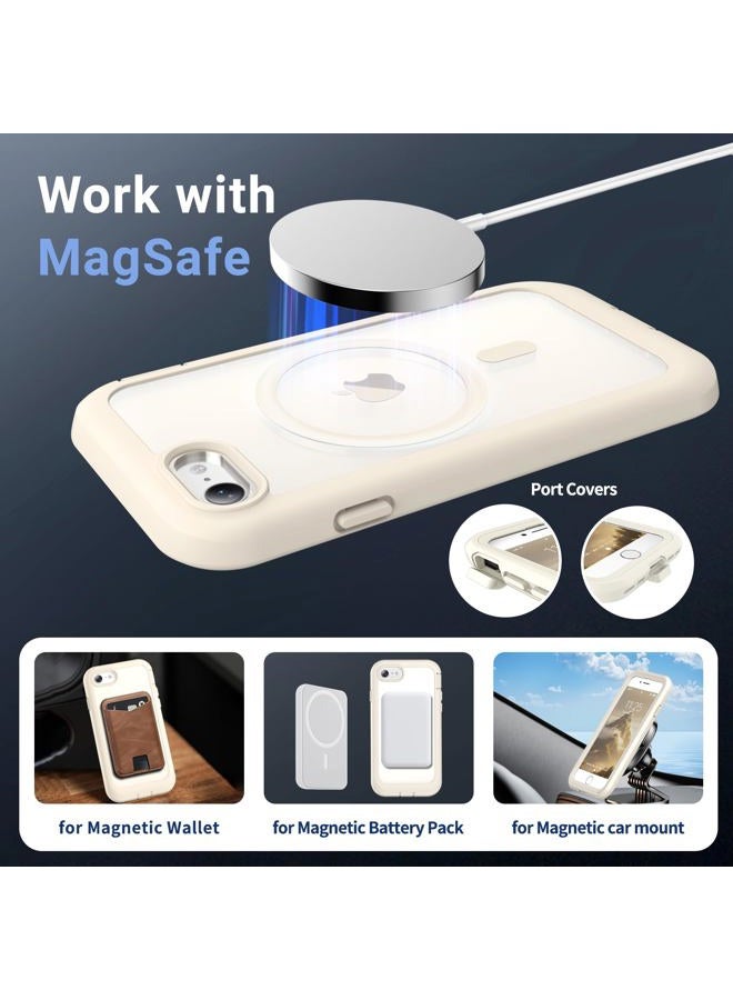 jaroco حافظة آيفون SE الجيل 3/2، حافظة آيفون 8/7، [متوافقة مع MagSafe][حماية من السقوط بمعيار عسكري][حماية ثقيلة][غير قابلة للانزلاق] حافظة هاتف بامبر متينة بطبقتين 4.7''-أبيض عتيق - Image 4