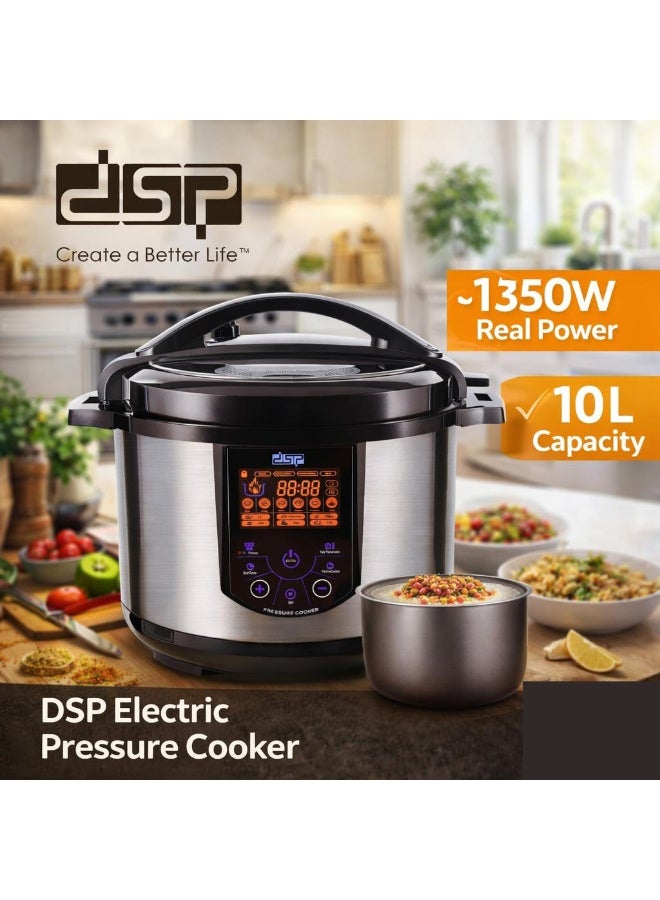 DSP Electric Pressure Cooker 10L Smart Pot, 1350W High Power, 70Kpa Pressure, 12 Cooking Modes, LED Touch Display, Non-Stick Inner Pot, Timer Function, Multi Cooker for Rice, Meat, Soup, Yogurt, Large Family Size Rice Cooker - Image 4