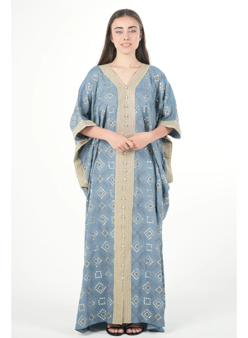 AL BENT AL SHARQIEH Free size women embroidered jalabiya dress with invisible belt