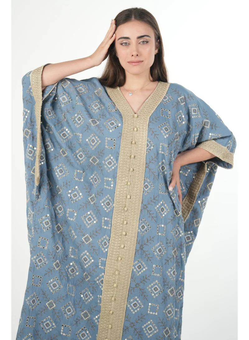 AL BENT AL SHARQIEH Free size women embroidered jalabiya dress with invisible belt