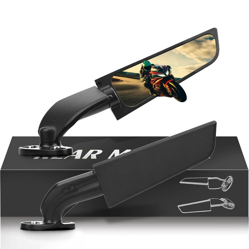 Buyscoolee Aerodynamic Motorcycle Mirrors - Modified Racing Rearview Mirror Pair for Sport Bikes - Image 1