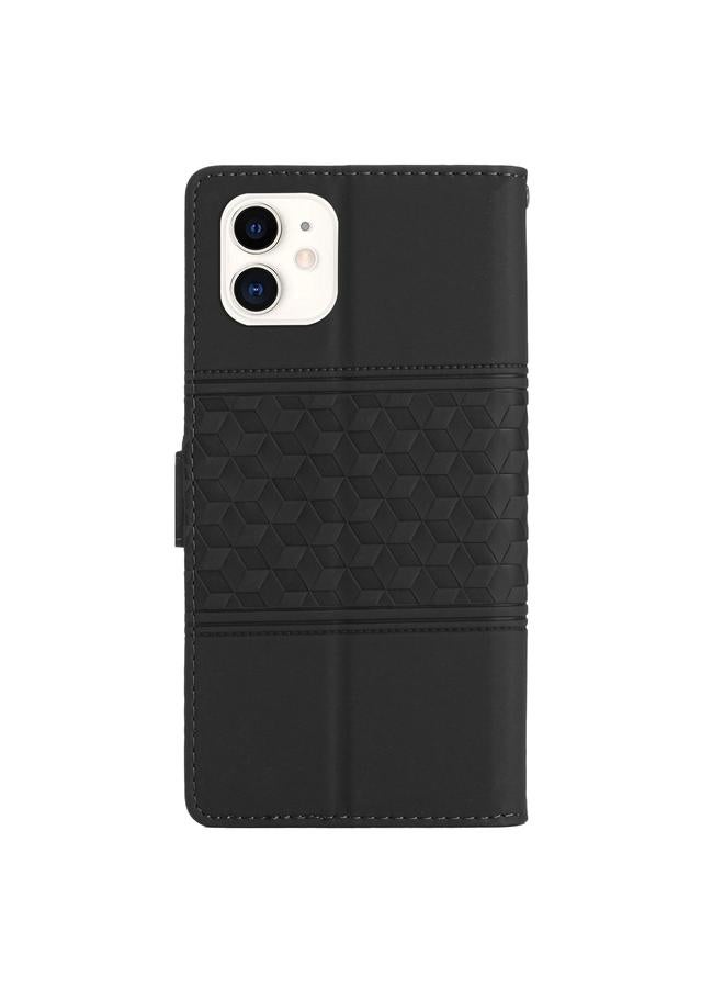 زبون جراب لهاتف iPhone 12 mini مصنوع من الجلد المنقوش بالألماس مع حبل تعليق - Image 3