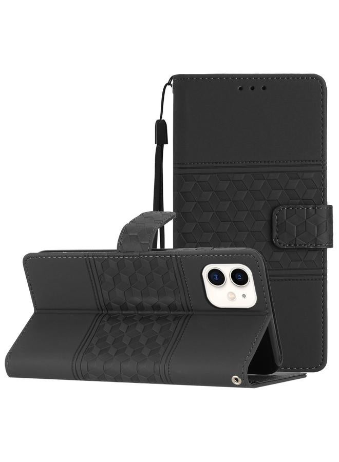 زبون جراب لهاتف iPhone 12 mini مصنوع من الجلد المنقوش بالألماس مع حبل تعليق - Image 1