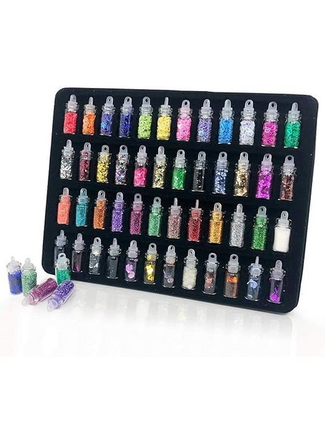 BANIRA 48 in 1 Set of 3D Nail Art Glitter Bottle Acrylic Rhinestone Decoration Kit 3D Nail Art Charms Glitter Sequins Rhinestones Beads Assorted Colours - Image 5