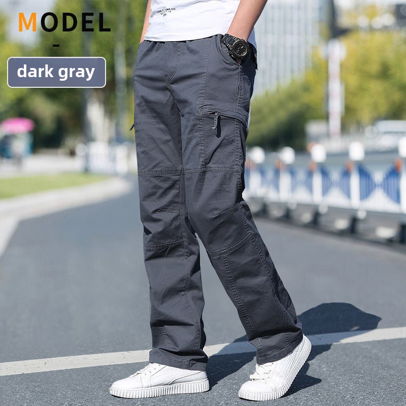 Spring Autumn Cotton Cargo Pants for Men 1228 dark gray 