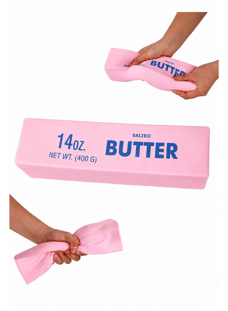 1pcs Large Giant Big Jumbo Squeeze Butter Toy, PU Material Squishy Butter Stick Slow Rising Squeeze Food Fidget Toy for Office School (Pink) - Image 1