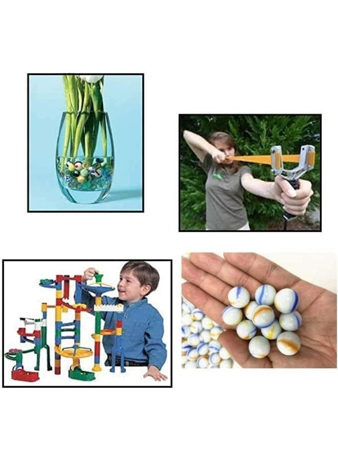 melfi 75Pcs White/Glass Marbles Fun Retro Toys For Kids Round Marble Beads Bouncing Ball Pat Toys I Variety Of Patterns For Crafting, Party Favors And House Decor (White, Pack 4)  - Image 3