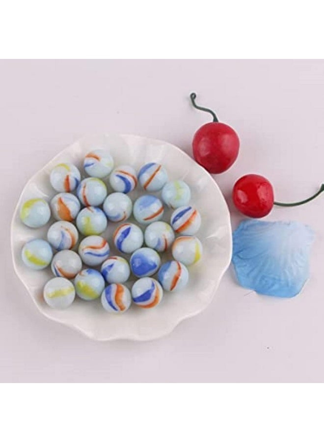 melfi 75Pcs White/Glass Marbles Fun Retro Toys For Kids Round Marble Beads Bouncing Ball Pat Toys I Variety Of Patterns For Crafting, Party Favors And House Decor (White, Pack 4)  - Image 4