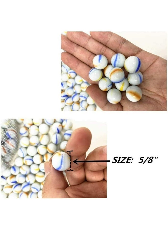 melfi 75Pcs White/Glass Marbles Fun Retro Toys For Kids Round Marble Beads Bouncing Ball Pat Toys I Variety Of Patterns For Crafting, Party Favors And House Decor (White, Pack 4)  - Image 2