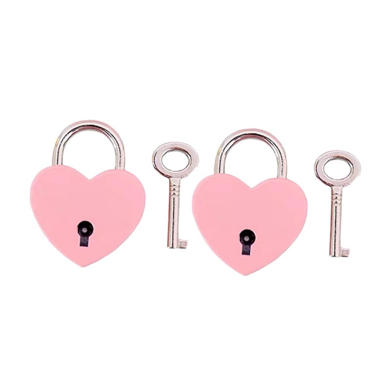 Heart Shaped Mini Padlock 2 Pack Metal Lock With Keys For Suitcase Door Jewelry Box - Image 2